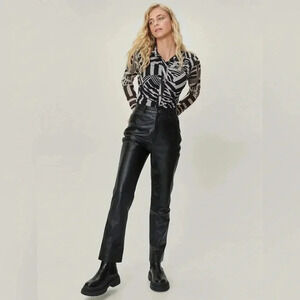 Nasty Gal Women’s  Abstract print ruched mesh Button‎ Down Shirt Lightweight 6